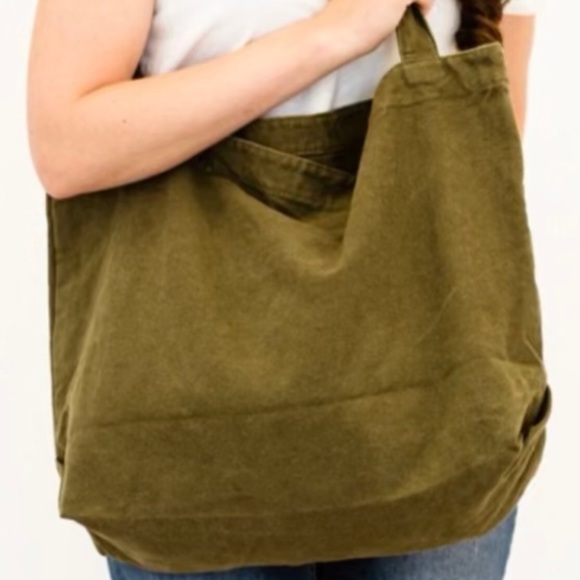 Handbags - NWT Dark Olive Green Slouchy Canvas Tote